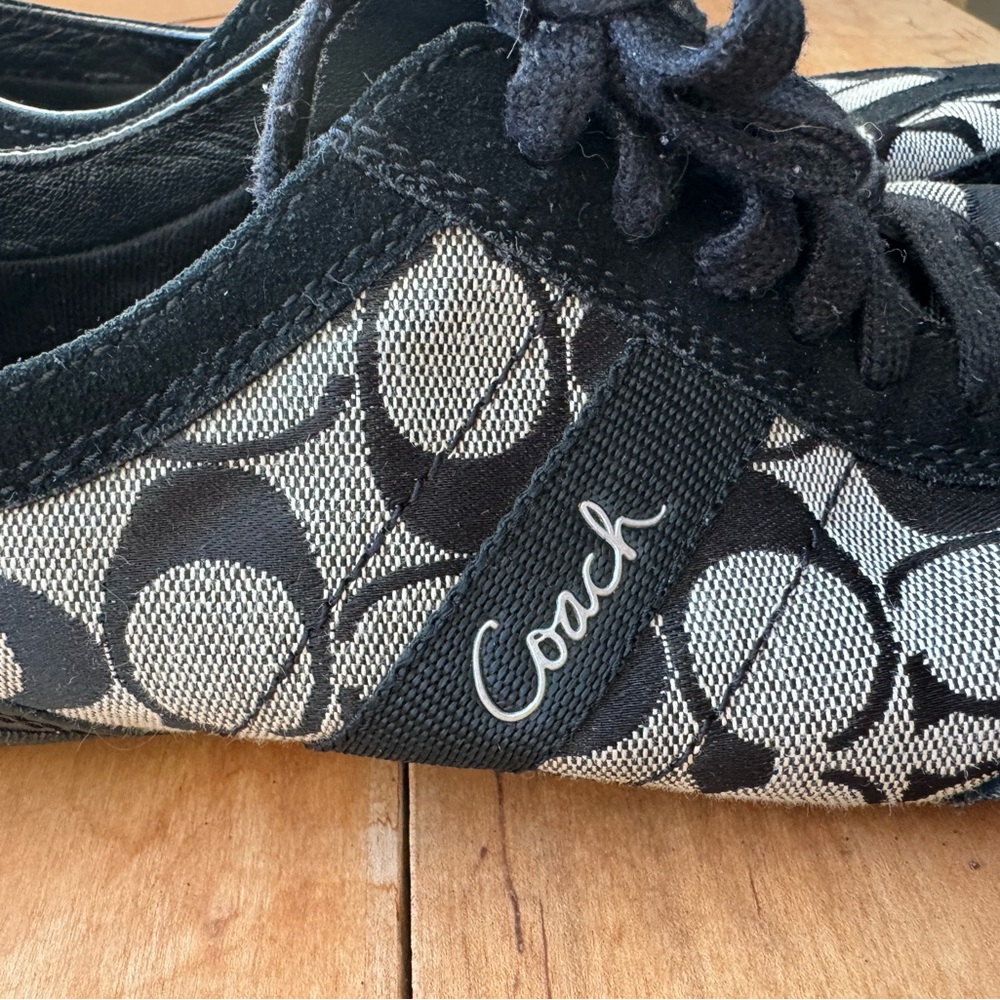 Coach Baylee Black and Grey Signature Canvas Sneakers, size 7.5